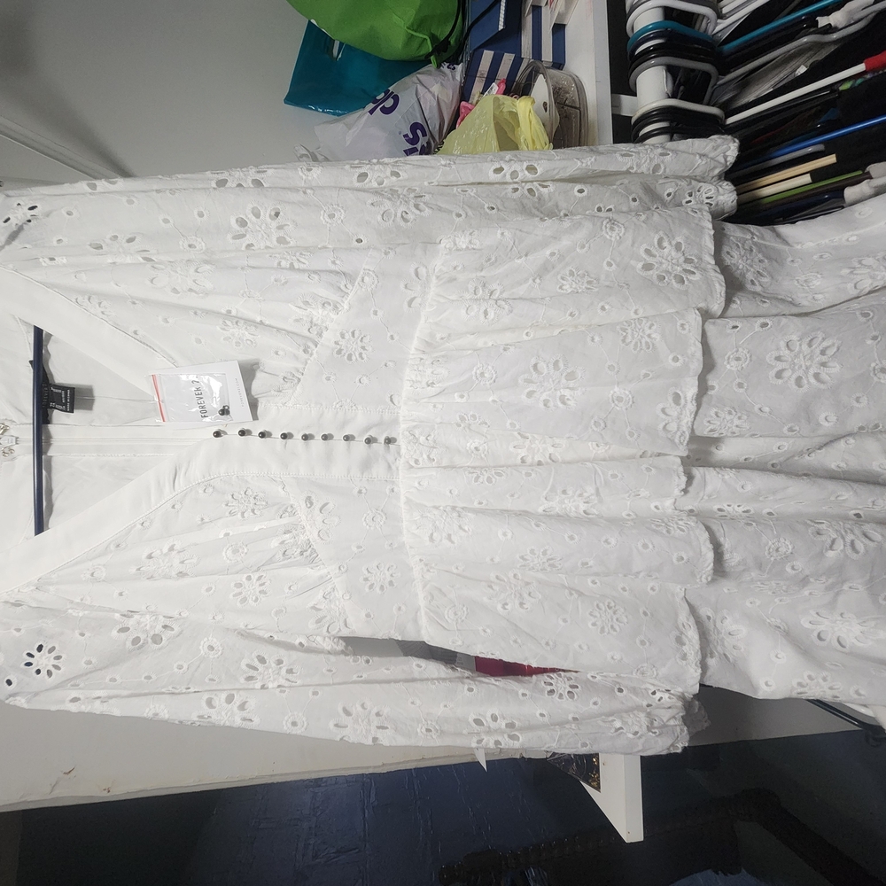 Elegant White Eyelet Dress